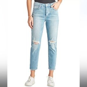 Sam Edelman The Mary Jane Ripped Boyfriend Jeans Light Wash Denim Blue SIRELI